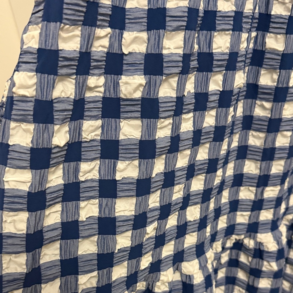 WRAY NWT Blue Checkered Sleeveless Midi Dress - Picture 4 of 6